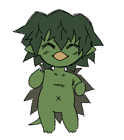 The sole survivor of the kappa after his home oasis was pillaged for resources. He was rescued by Manik and is unusually small for his species. He has a never-ending appetite and urge to get into trouble.